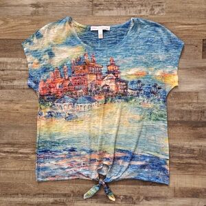 Leoma Lovwgrove Beach Landscape Short Sleeve Top